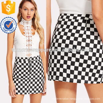 O-Ring Zipper Front Plaid Skirt Manufacture Wholesale Fashion Women Apparel (TA3064S)